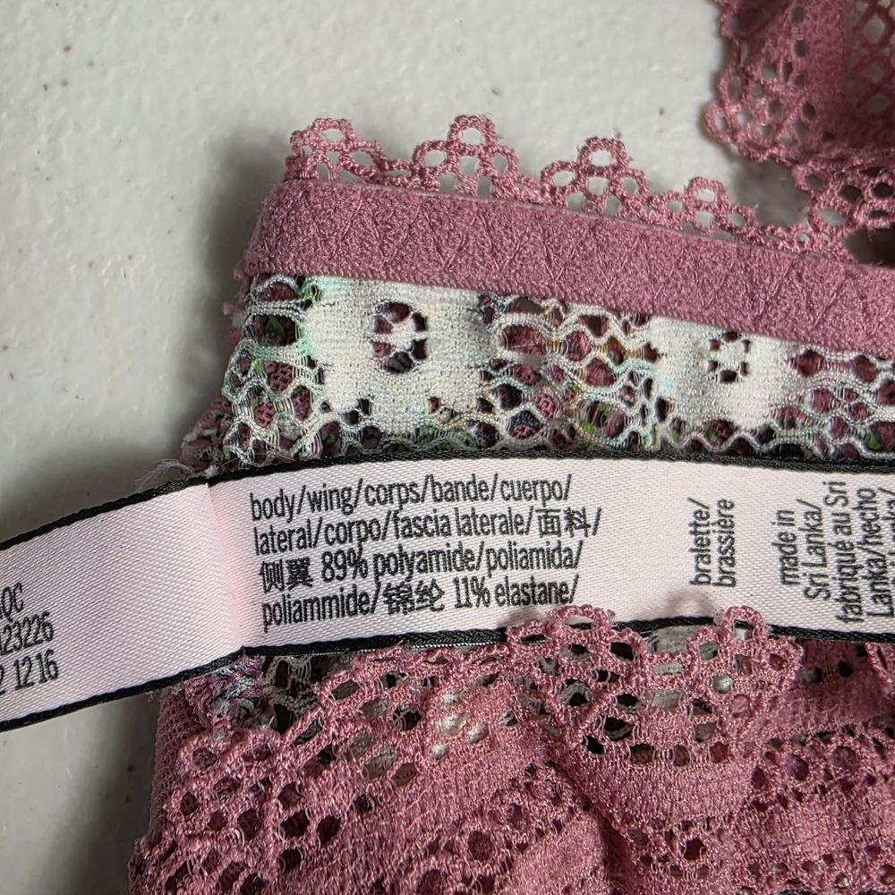 Victoria's Secret Dusty Pink Laced Bralette Underwire Top 
Size S - Picture 8 of 9